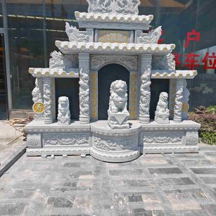 南京芝麻白中国黑石材套墓 花岗岩墓碑